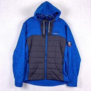 Scandinavian Explorer Jacket Mens L Blue Combi Fleece Quilted Preppy Outdoors